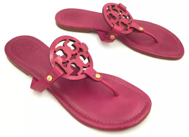 Tory Burch 'Miller' Women's Magenta Leather Flip Flop Sandals - Size 10 (+COA)