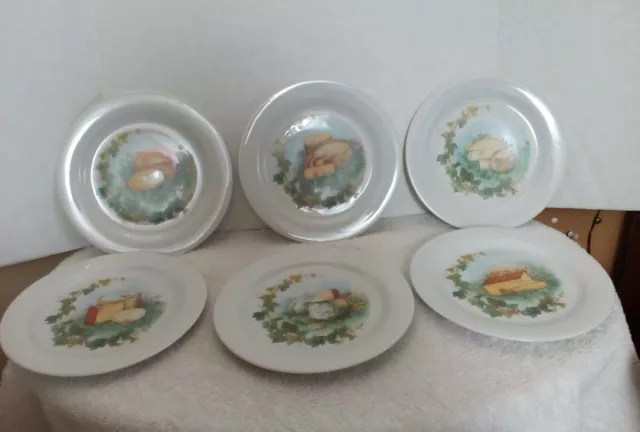 JWK, Bavaria,Western Germany, 6 Appetizer/Cheese Plates (Cheese Motif), RARE