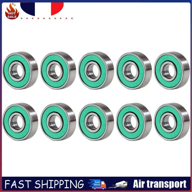 10pcs 608rs ABEC-9 Ball Bearing Scooter Deep Groove Miniature Bearings (Green)