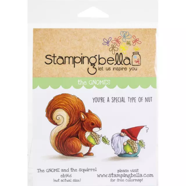 New Stamping Bella Rubber Stamp GNOME & THE SQUIRREL cling free USA ship 3