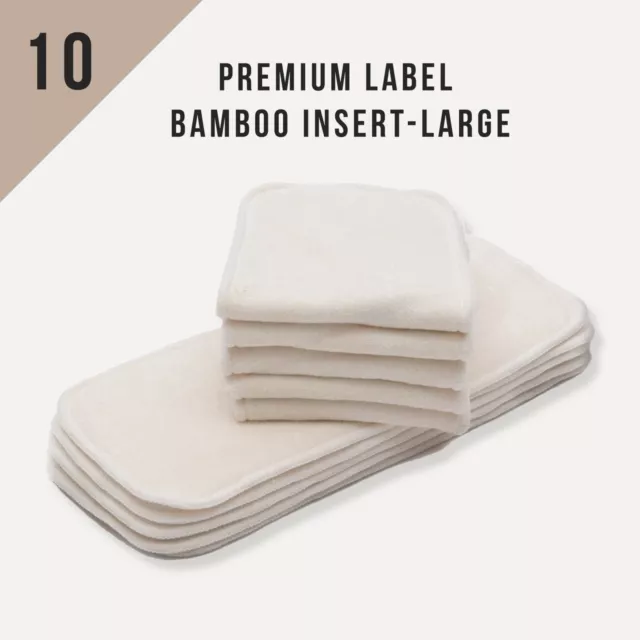 KaWaii Baby Eco-Friendly One Size 5-Layer Bamboo Cloth Diaper Inserts 10-Pack