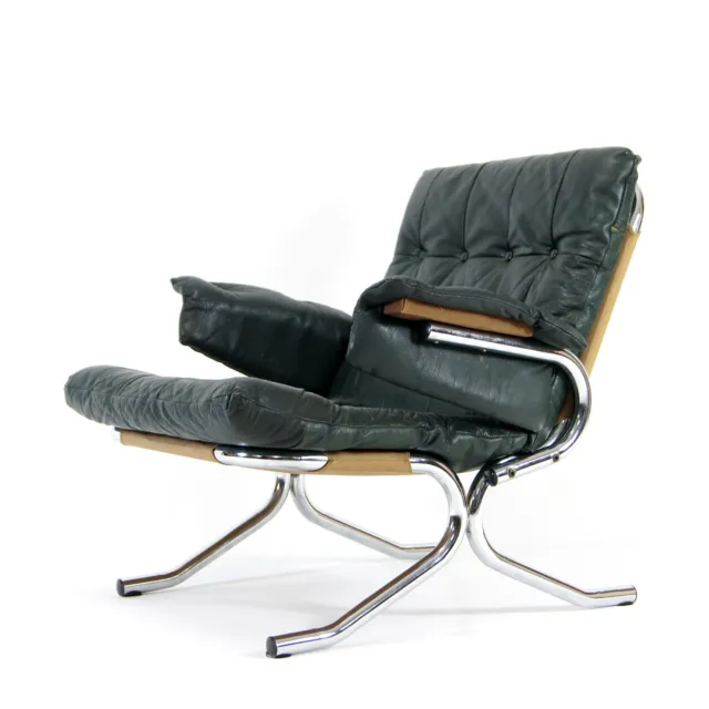 Retro Vintage Danish Leather Lounge Easy Chair Armchair 70s Mid Century Modern