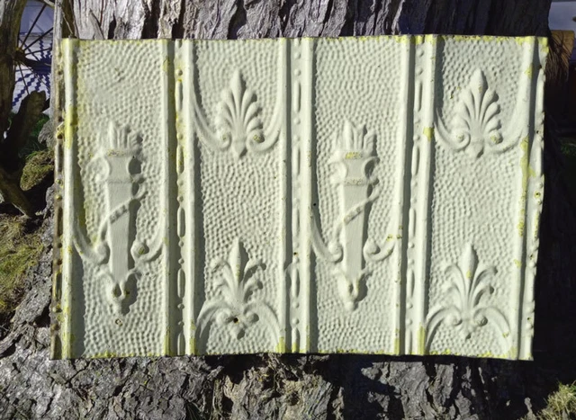 SALE Antique Victorian Gothic Ceiling Tin Tile Torch Ancanthus Chic Backsplash