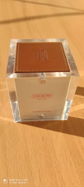 Vintage COACH  RARE Leatherware Magnetic Acrylic Photo Cube.  Holds 4 Photos
