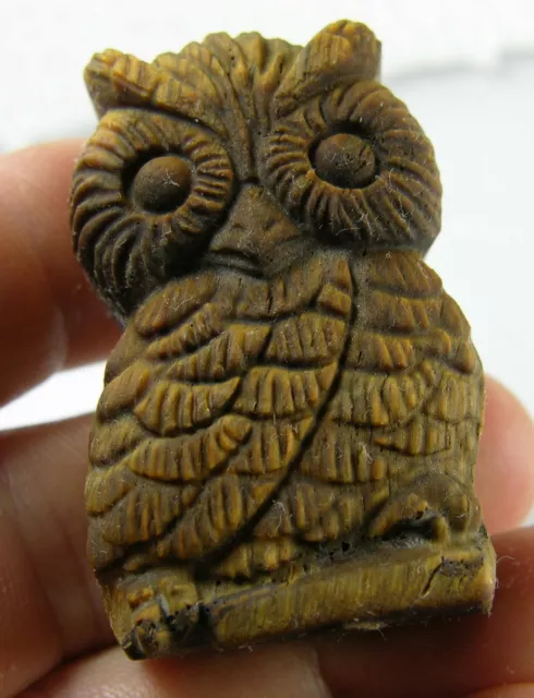 #1 229.75ct Hand Carved From 100% Natural Rough Tigereye Owl Figure 45.95g 43mm