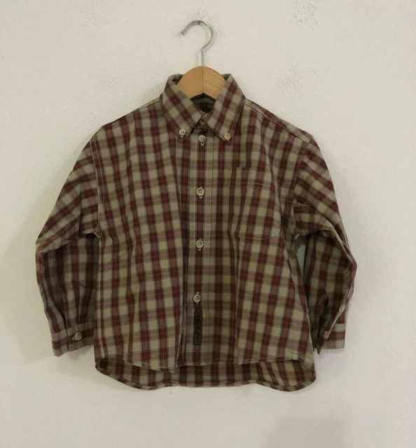 TIMBERLAND Camicia per bambino beige e rosso bordeaux fantasia quadri Tg 2 Anni
