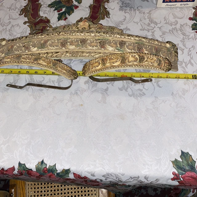 3 Piece Victorian Painted Drapery Curtain Tie Backs Plaster On Wood Rare Find