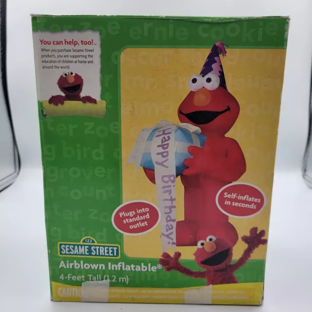 Gemmy 4’ Elmo Airblown Inflatable Decoration Happy Birthday Sesame Street w/ BOX