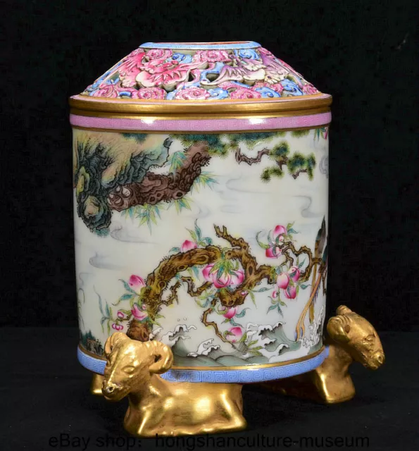 6.8 " Qianlong Marked China Famile Rose Porcelain Dynasty Flower Bird Censer