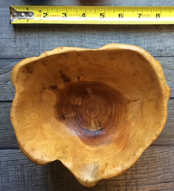 Vintage Carved Burl Wood Bowl Wooden Fruit Bowl Centerpiece