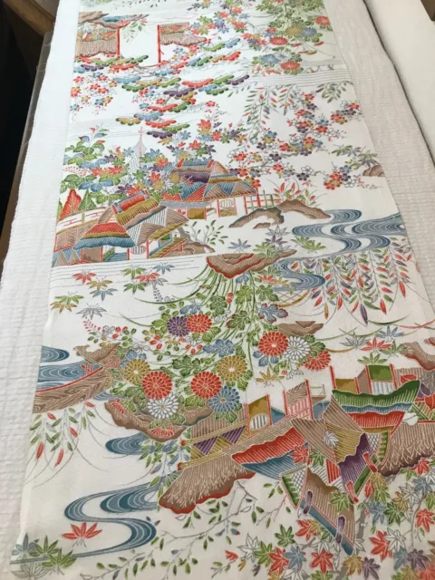 ＠＠160 cmx 35 cm Japanese kimono silk fabric/ smooth weave/ cream white AB24