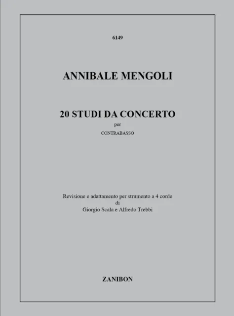 Annibale Mengoli | 20 Studi Da Concerto Per Contrabbasso | Partitur | Zanibon