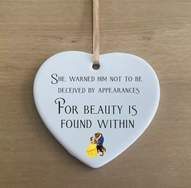 Walt Disney Beauty & The beast inspired Quote Ceramic Plaque Sign gift cr77