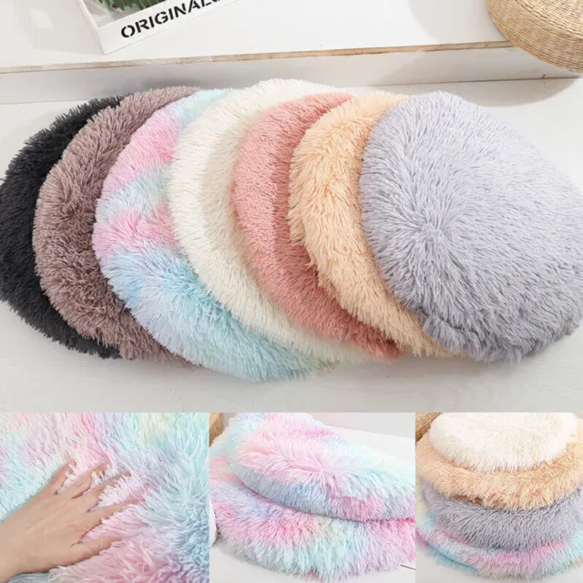 Winter Pet Dog Sleeping Mat Round Soft Fluffy Long Plush Cat Bed Blanket Cushion