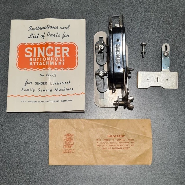 VINTAGE SINGER SEWING Machine Buttonhole Attachment Original Box
