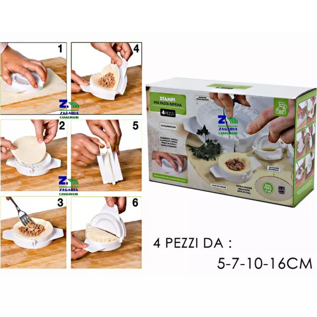 Stampo Stampi Forma Ravioli Calzoni Panzerotti Per Pasta Ripiena Set 4 Pz.