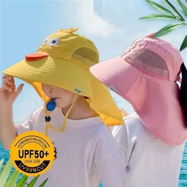 Cute Baby Boys Girls Wide Brim Bucket Hat Sun Hat Kids Summer Anti-Uv Beach Cap