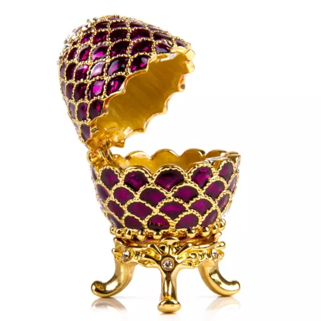 Purple Pine Cone Faberge Egg Replica Jewelry Box Easter Egg яйцо Фаберже 1.7"