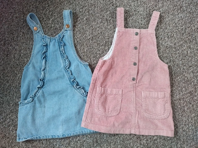 Girls Next/F&F Pinafore Style Denim & Cord Dresses Bundle 3-4 Years