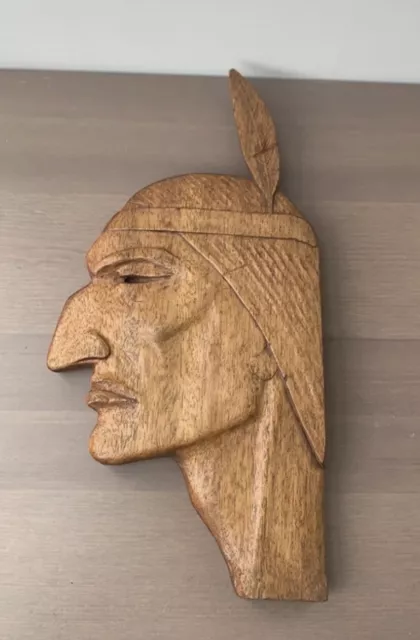 Wooden Native American Wall Plaque Artwork Home Decor vintage