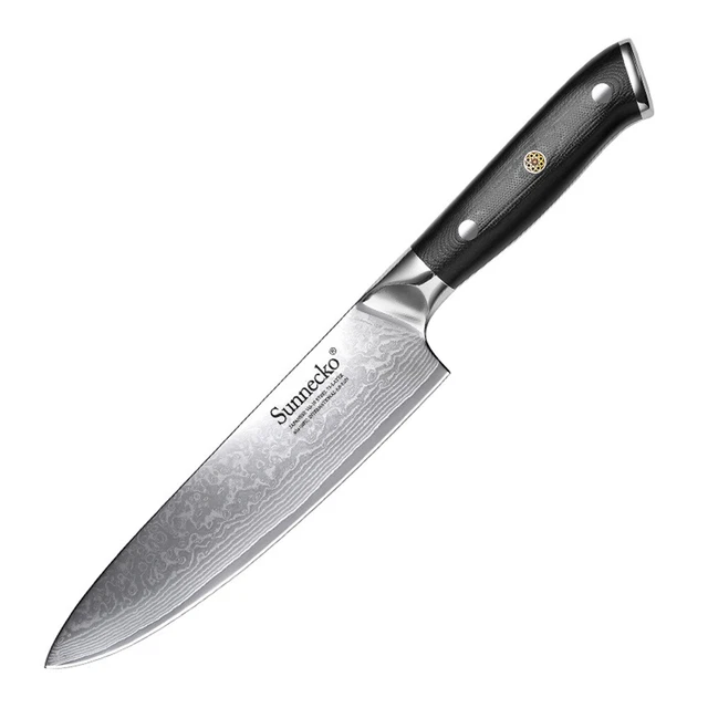 Sunnecko Küchenmesser Japanisches Damastmesser Kochmesser 20cm VG10 HRC60+