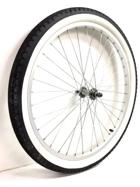 24" Beach Cruiser Bicycle Front Wheel Alloy with 2.125" Whitewall Tire #F24B