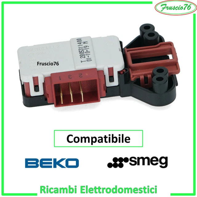 Serratura Porta Lavatrice Originale Beko WM74155LW - Codice 2805311400, Compatibile Con Beko, Lamona, Logik, Blomberg, Smeg
