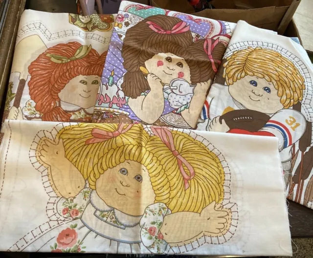 Lot of 4 CABBAGE PATCH KIDS Sew and Stuff Sewing Panel 1983  CPK Pillows Doll #3