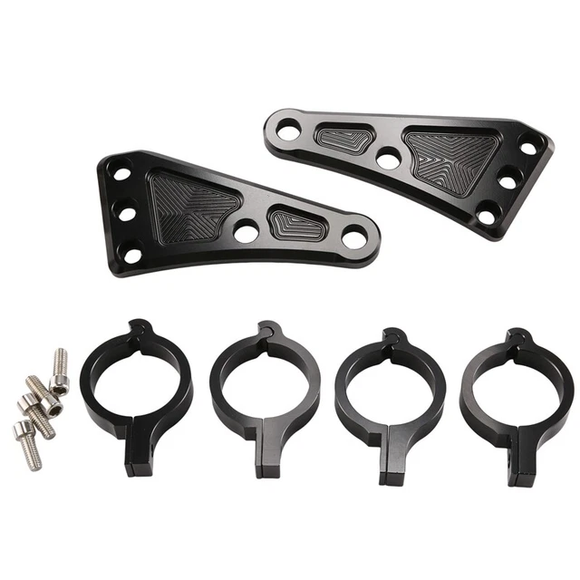 Staffa di montaggio fari moto 41 mm lega di alluminio CNC nero per forcella T O2B2