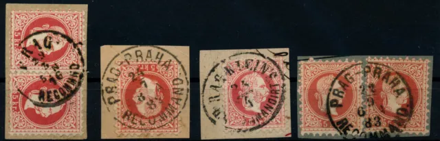 Österreich 1867 4 Briefstücke mit PRAG Stempeln. Schönes Lot!