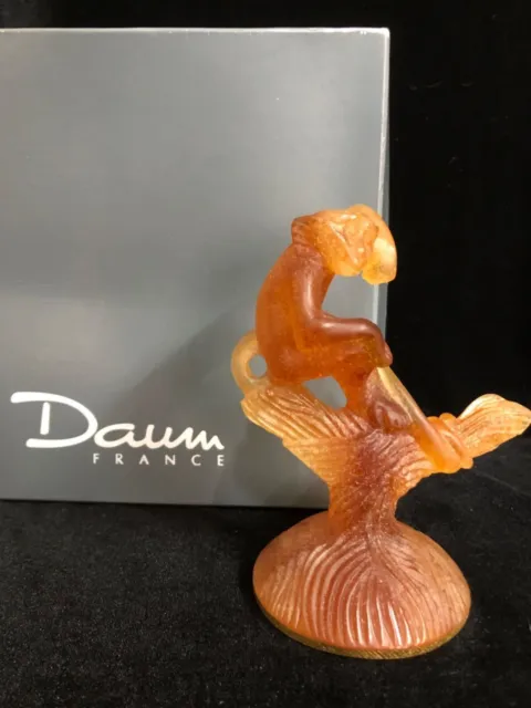 Daum France Crystal Monkey Figurine Pate de Verre Sceau Singe Torque