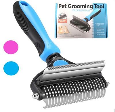 Pet Grooming Comb Brush Rake 2 In 1 Stainless Steel Dog Cat Fur Dematting Deshed