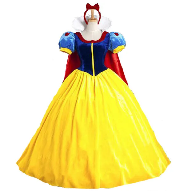 Costume Biancaneve carnevale adulti cosplay vestito completo professionale raso