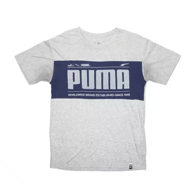 PUMA Boys Grey Regular Crew Neck Short Sleeve T-Shirt L