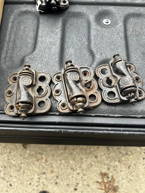 3 c1880-1900 Victorian screen door hinges Plates 3.35” X 3” Working Springs