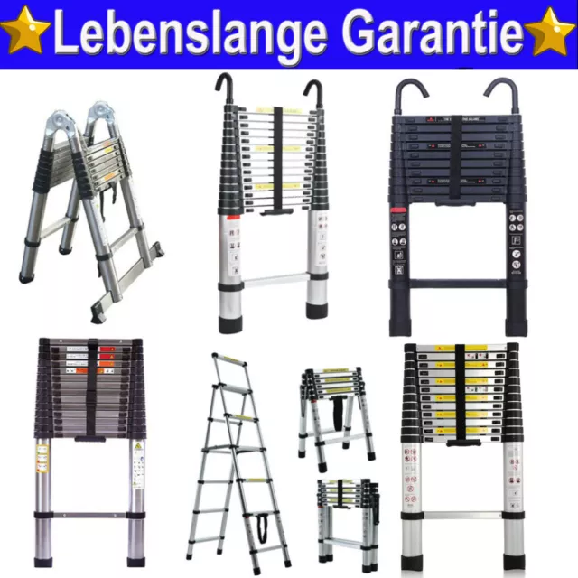 Telescopic Ladder Multi-Purpose Extendable Folding Alu/Steel 2M-6M Ladders Loft