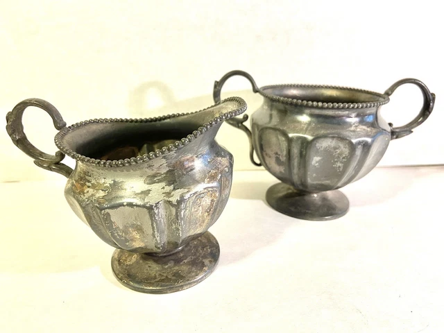 Vintage Quadruple 308 Silver Plate Creamer & Sugar (12oz Weight)