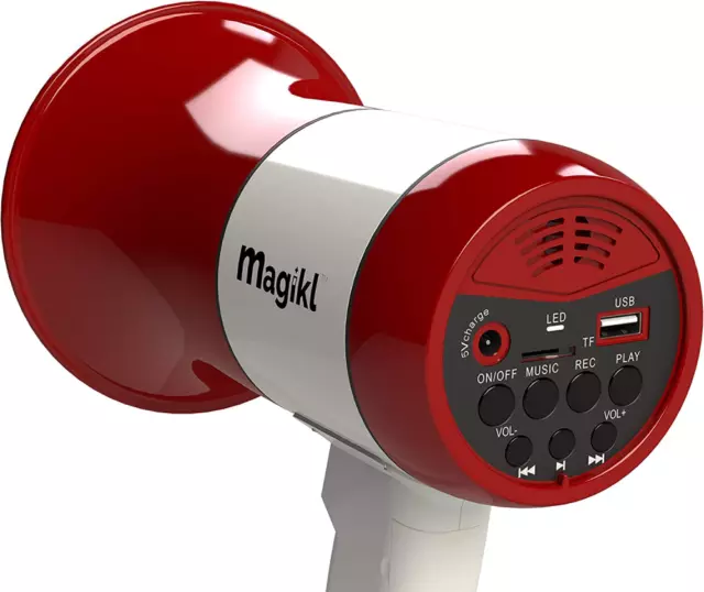 Magikl Mégaphone Porte Voix - Puissant et Léger - Sirène, Lecteur MP3 et...