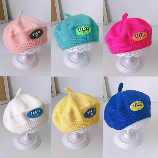 Soft Kids Berets Knitted Painter Hat Korean Baby Beret Hat  Boys Girls