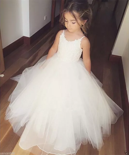 Flower Girl Princess Dress Kid Party Pageant Wedding Bridesmaid Tutu Dresses &&&