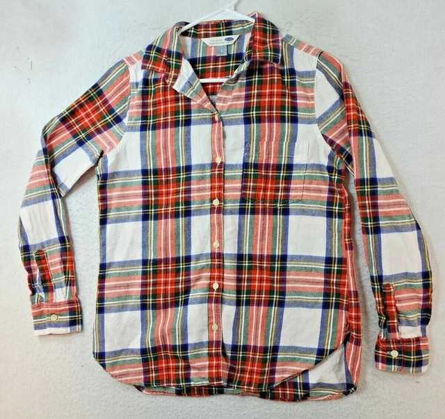 Old Navy Womens Small Multicolor Plaid Long Sleeve Button Up Flannel Shirt