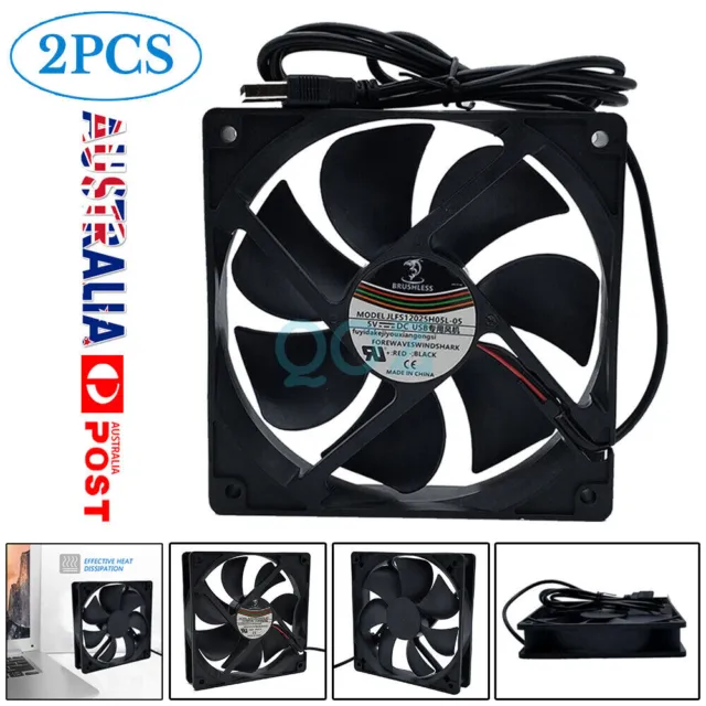 2PCS Computer PC CPU Cooling Silent  Exhaust Fan Highspeed 120mm USB 5V Case