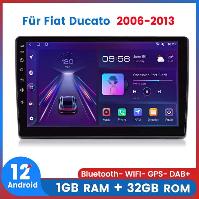 Für Fiat Ducato 2006-2013 Autoradio GPS Navi Sat WIFI Bluetooth Android12.0 DAB+