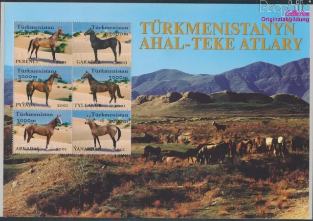 Briefmarken Turkmenistan 2001 Mi Block9 postfrisch Pferde (10257060