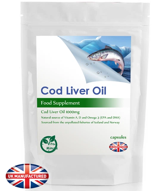 60 X COD Liver Oil 1000mg Capsules, Vitamin A and D, Omega3 Rich, DHA