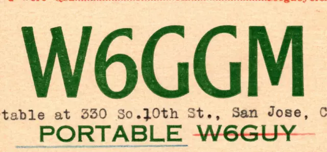 1934 W6GGM Santa Cruz California Ham Radio Amateur QSL Card Postcard Vtg 2