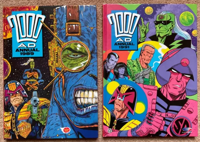 2000 AD ANNUALS 1989 & 1991: Hardback, Fleetway, IPC Magazines (Unclipped)