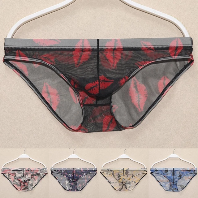 SEXY MEN'S LOW Rise Mesh Panties with Bulge Pouch Breathable Underwear