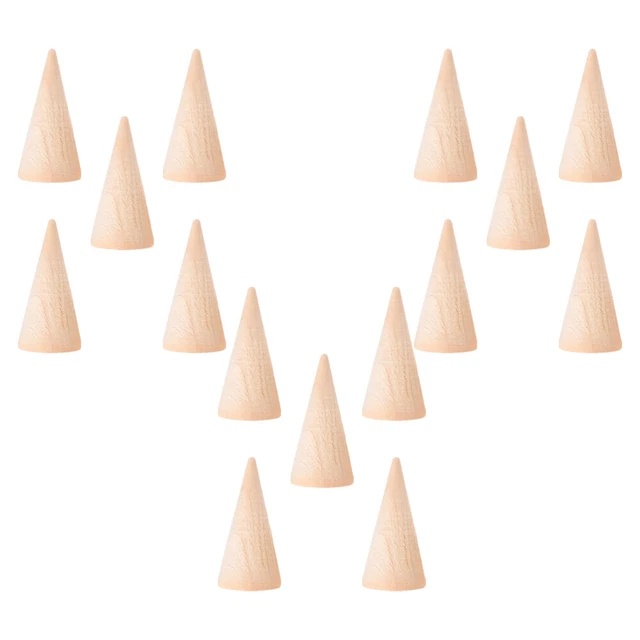 15 Pcs Unfertige Holzkegel Ringständer Ornamente Tischdeckenklammern