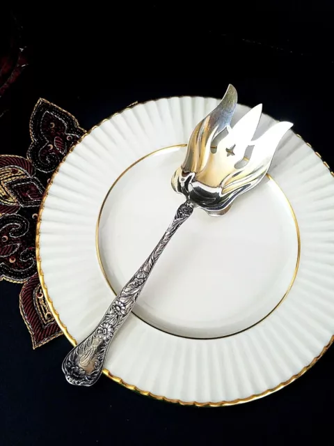 Sterling Silver Gorham Vegetable Fork MARGUERITE Serving Gold Wash Mono